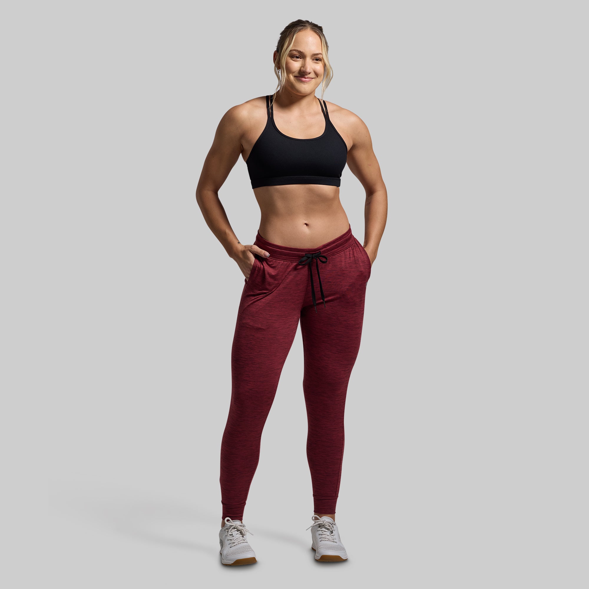 Women's Low Rise Athleisure Jogger Pants - Comfortable Lounge & Yoga Pants for Women, Soft Stretchy Workout Pants (Maroon) - Perfect for Relaxing, Running Errands & Casual Wear