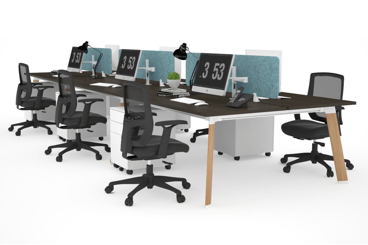 6-Person Wooden Workstation with Switch - 1800L x 700W Office Desk for Team Collaboration & Conference Meetings
