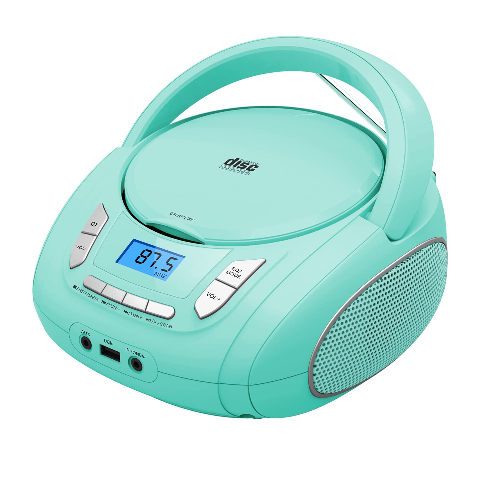 Portable CD Player Boombox with Bluetooth 5.0, FM Radio, USB MP3 Playback, 3.5mm AUX & USB Input - Compact Stereo System for Home, Office & Outdoor (Teal Limited Edition) - Perfect for Music Lovers, Travel & Parties