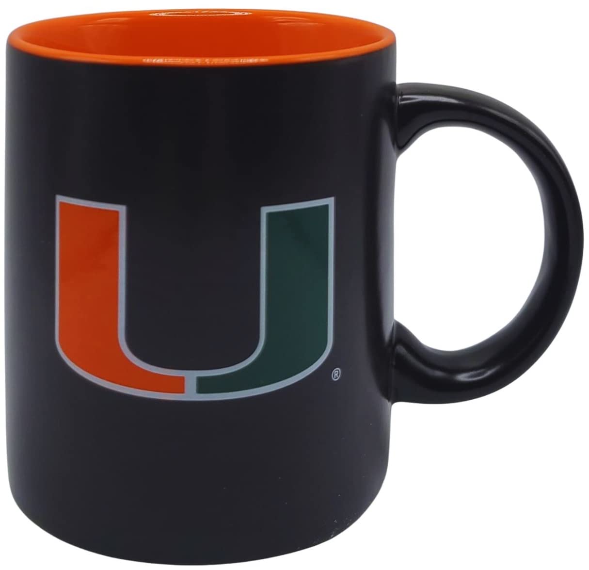 Boelter Brands Two-Toned Matte Black Coffee Mug with NCAA Miami Hurricanes Team Logo & Inner Team Color - Perfect for Gameday, Office, or Home Use
