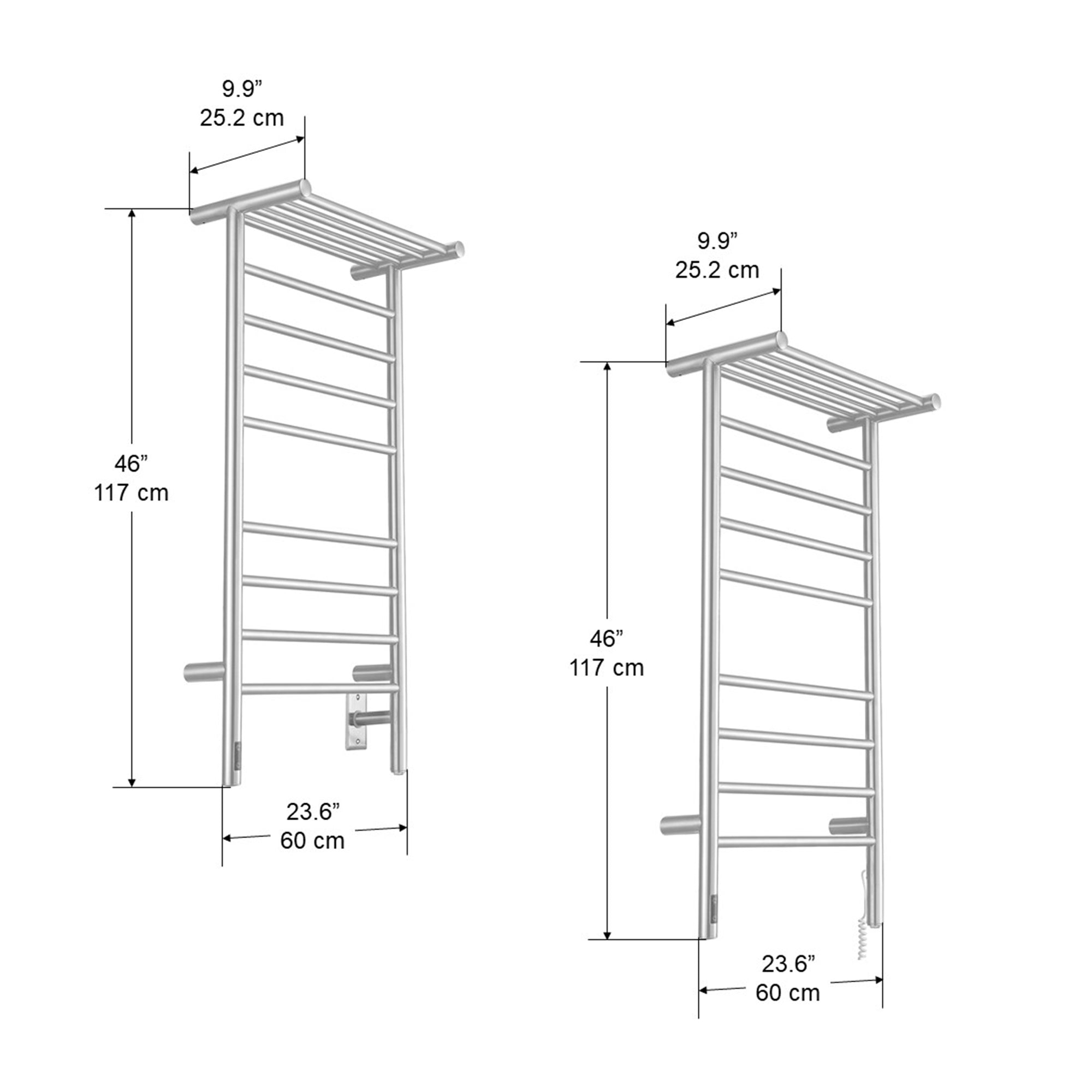 Piazzo OBT 8 Bar Dual Wall Mount Towel Warmer with Timer - Brushed Stainless Steel Bathroom Heater for Spa, Gym & Luxury Home Use