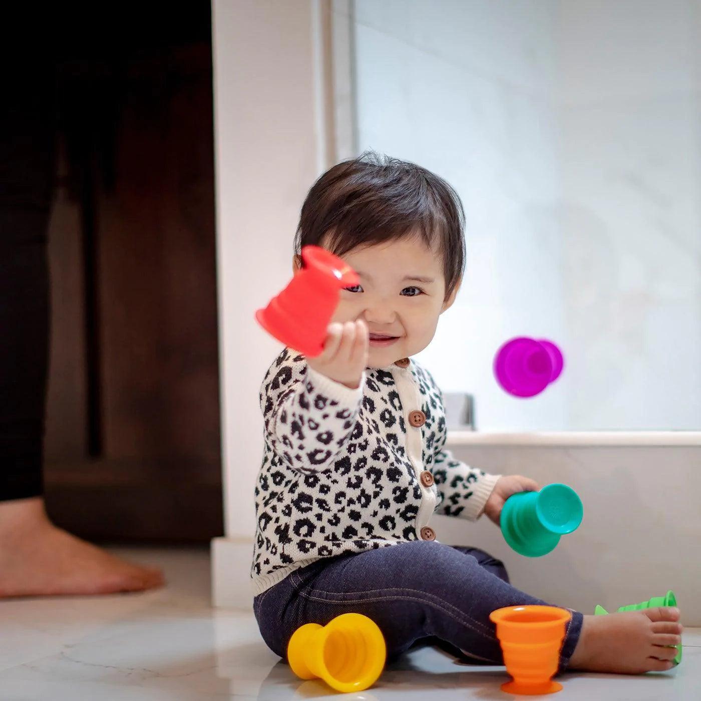 Baby Einstein Stack & Squish Cups™ - 6-Piece Sensory Stacking Toy Set for Toddlers, Early Learning Developmental Toys with Textured Surfaces - Perfect for Bath Time, Beach Play & Indoor Educational Activities
