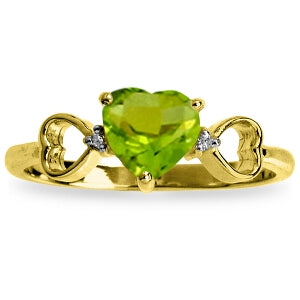 0.96 Carat 14K Solid Yellow Gold Peridot and Diamond Ring for Women - Elegant Birthstone Jewelry Gift for Anniversary, Engagement or Everyday Wear