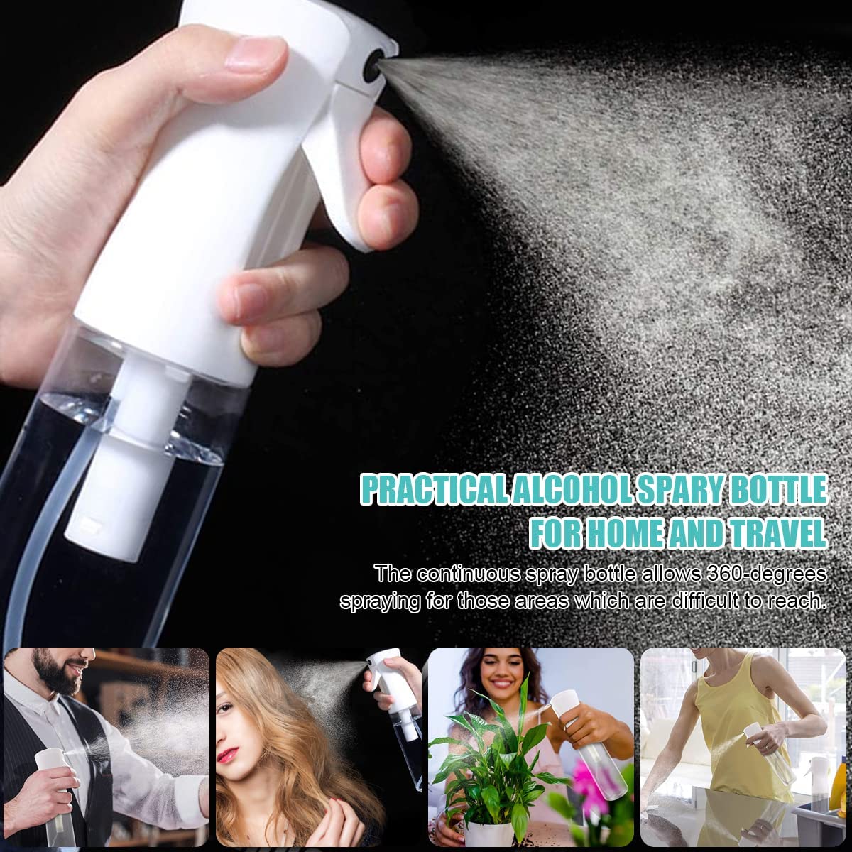 Kesig® 300ML White Continuous Water Spray Bottle for Hair Styling - Fine Mist Hair Spray Bottle, Automatic Plant Mister, Empty Spray Bottle for Salon, Skin Care & Cleaning | Perfect for Hairdressers, Home Plants & Beauty Routines