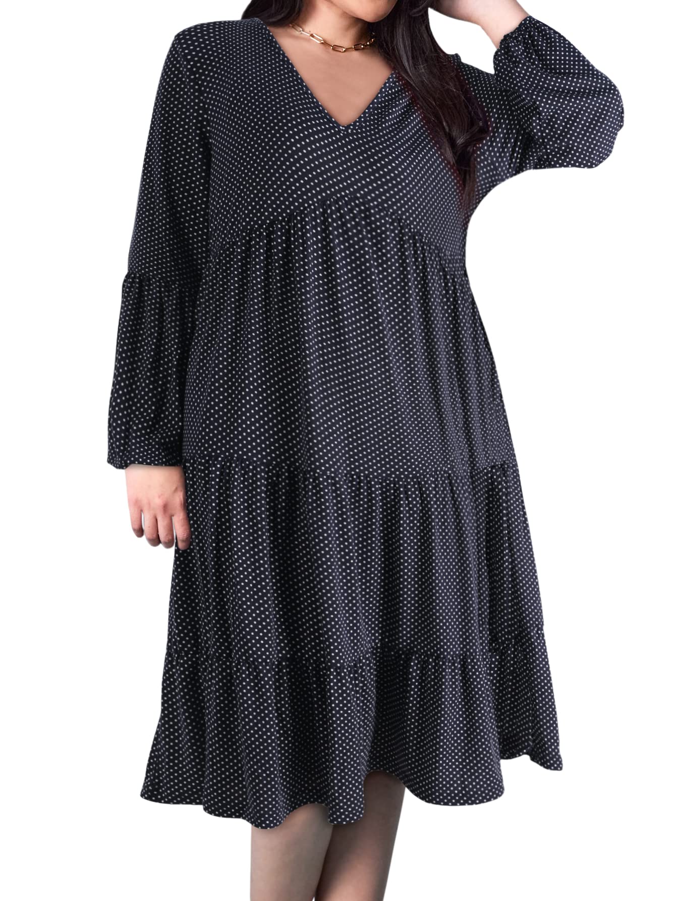 Women's Summer Boho Beach Dress - Cute Ruffle Sleeve Midi Flowy Tiered Babydoll Casual Black Dress | Perfect for Vacations, Parties & Outdoor Events