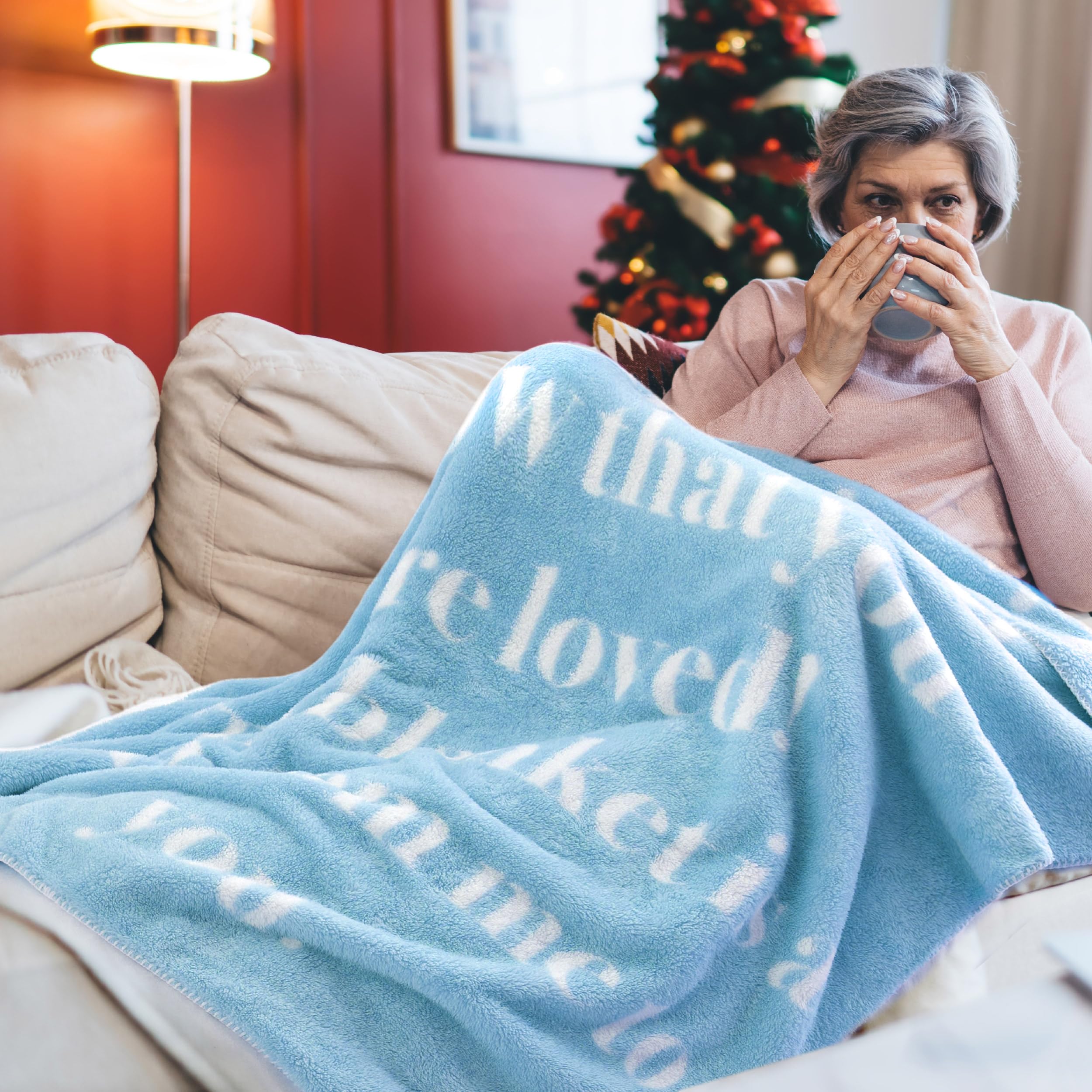 Bedsure Inspirational Healing Blanket for Women - Soft Get Well Gifts, Post-Surgery Recovery Blanket with Uplifting Words, Comforting Cancer Care Blanket for Mom, Elderly & Adults, Blue, 50x60 Inch - Perfect for Hospital Stay, Chemotherapy Comfort & Thoughtful Birthday Gifts