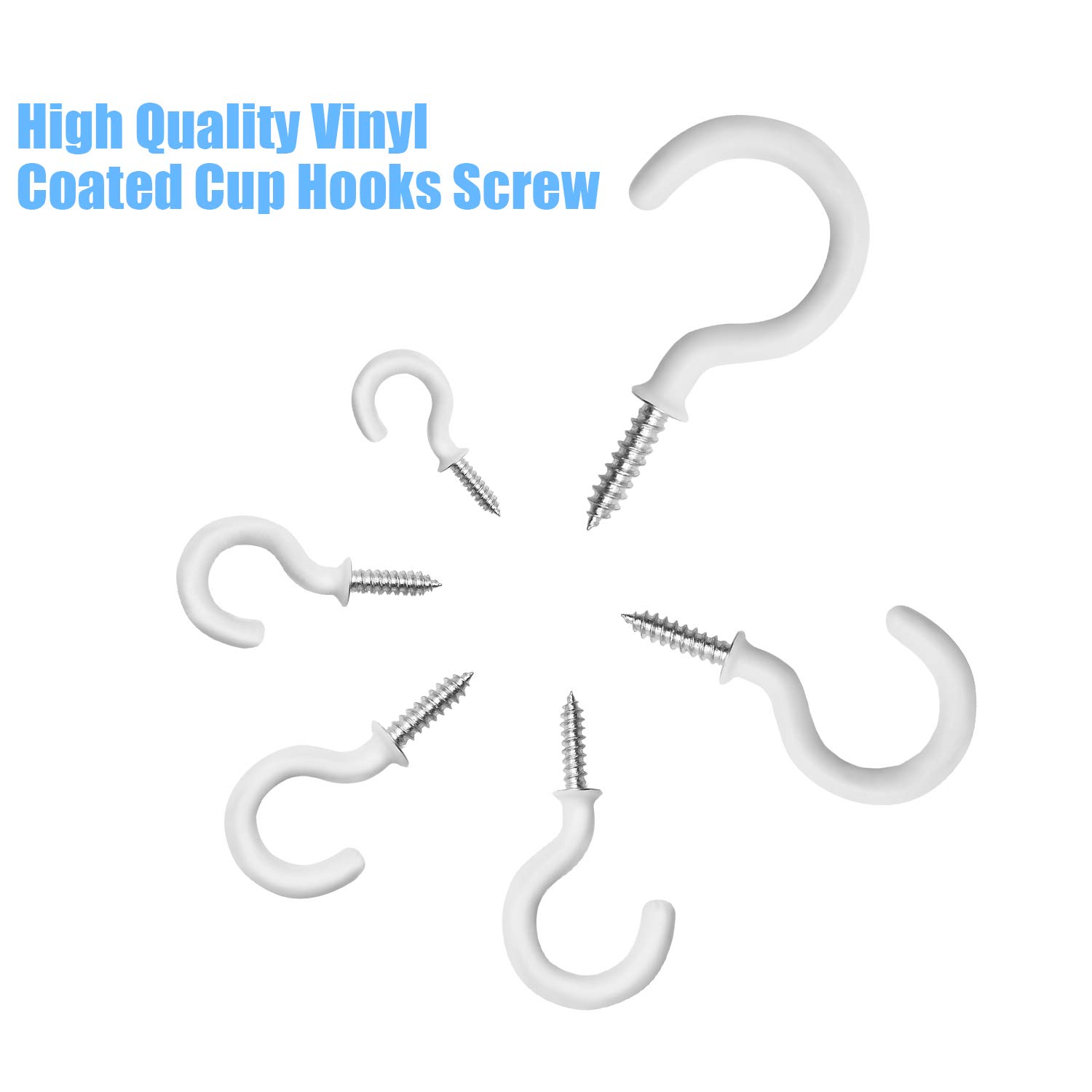 DYWISHKEY 110PCS Cup Screw Hooks Kit - 6 Sizes (1/2