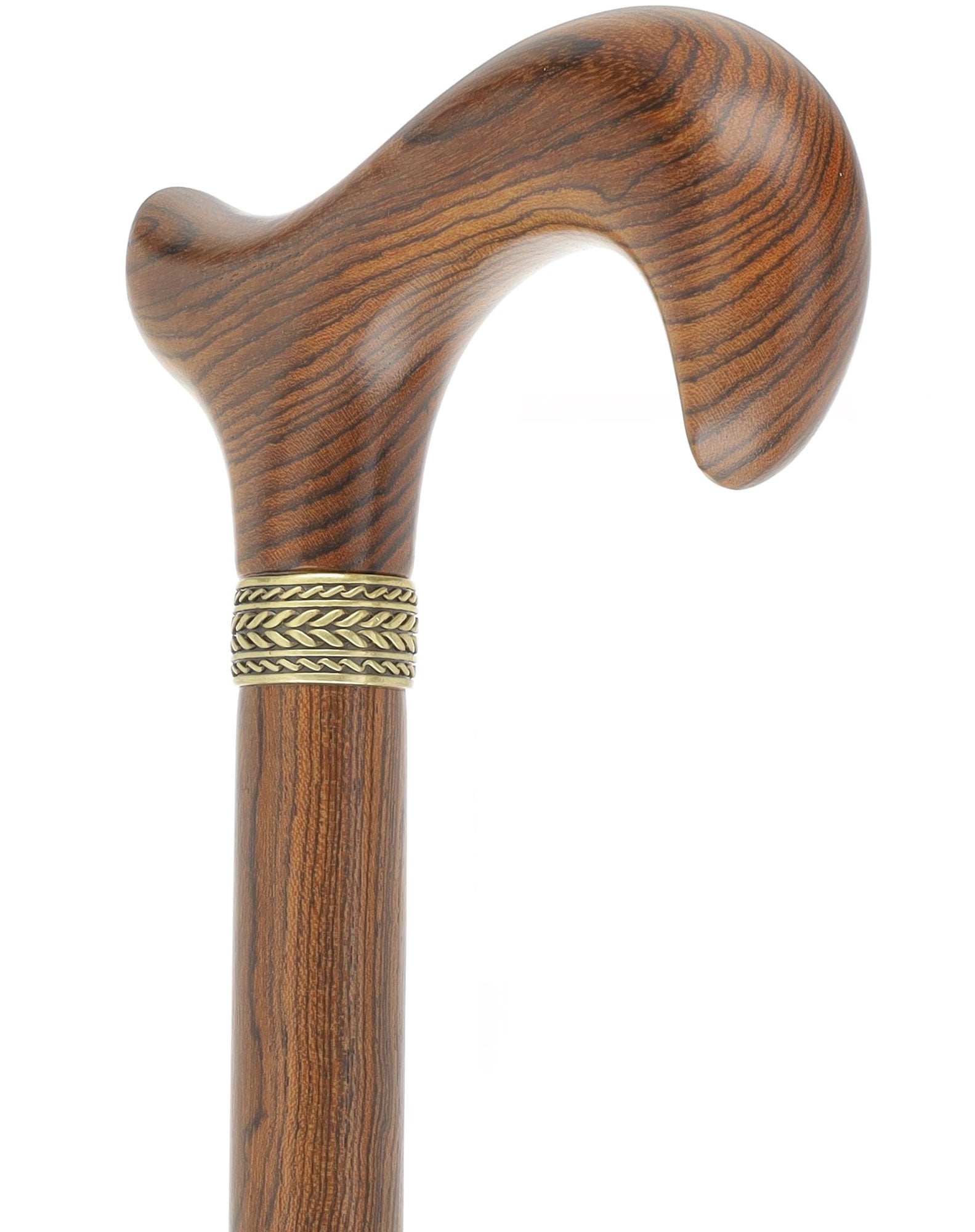 Premium Bocote Wood Walking Cane with Gold Pewter Collar - Handcrafted Luxury Derby Cane for Men & Women - Perfect for Fashion, Support & Outdoor Activities
