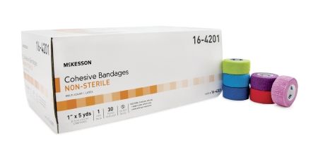 McKesson 1 Inch x 5 Yard Cohesive Bandage - Self-Adhesive Compression Wrap for First Aid, Sports Injuries & Wound Care - Pack of 1