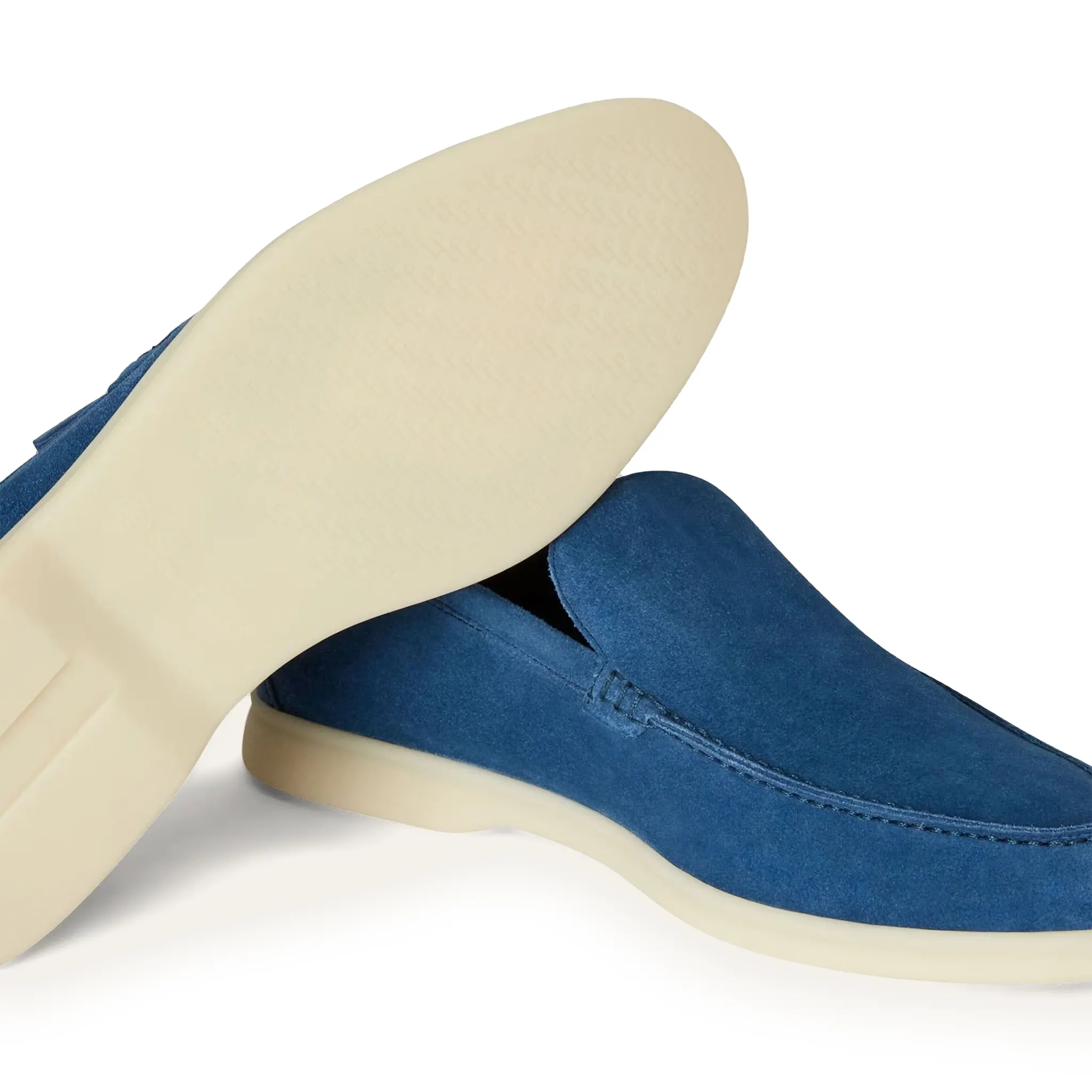 Loro Piana Men's Summer Walk Suede Loafers in Cobalt Ink - Comfortable Slip-On Shoes for Business Casual & Summer Outings