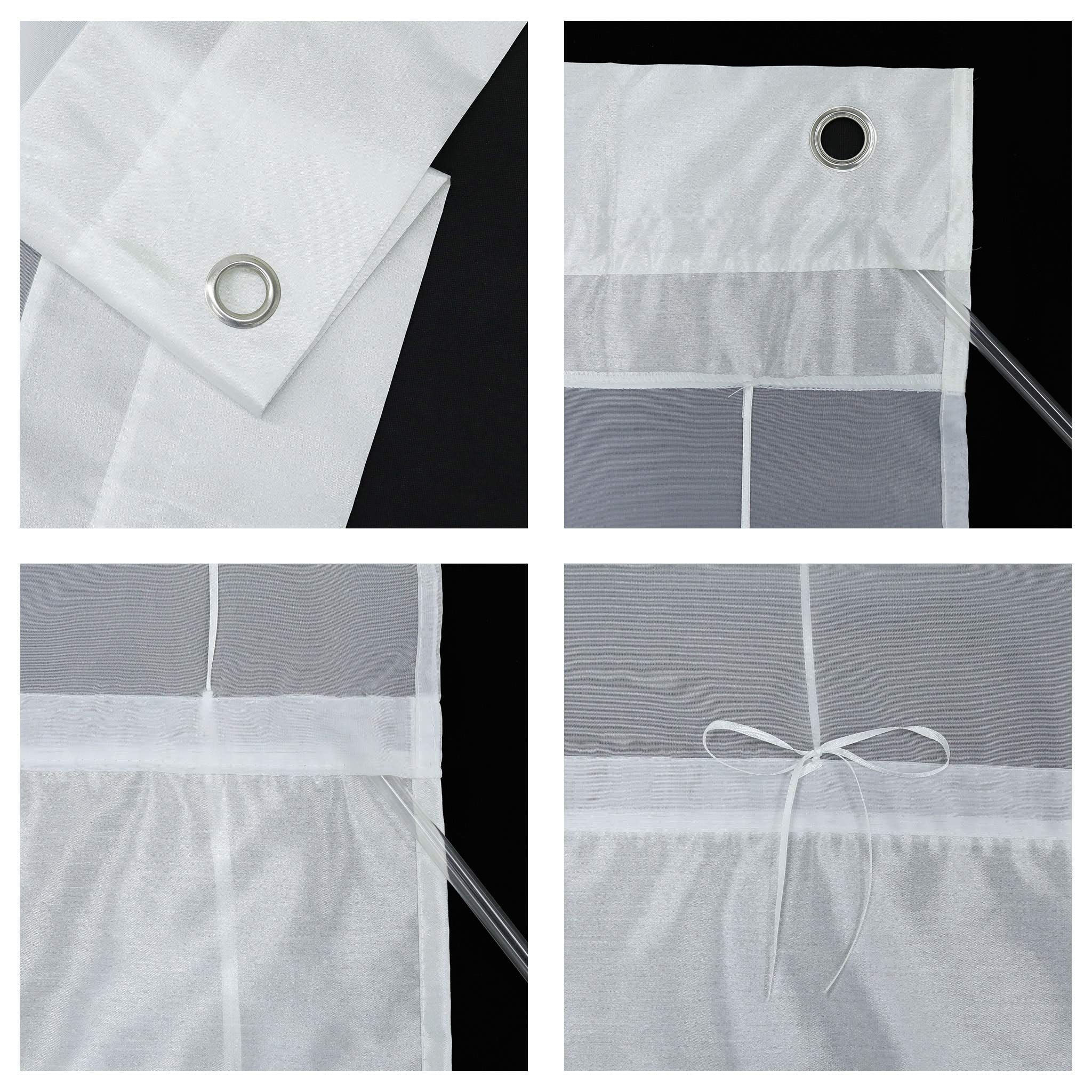 Voile Window Curtain V-Hook Roman Shades - Light Filtering White Sheer Drape (17x61 Inches) for Kitchen, Bedroom & Bathroom - Easy Liftable Design for Privacy & Sun Protection