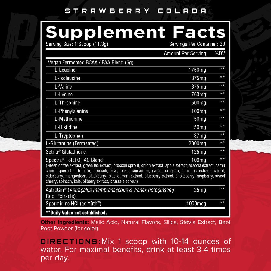 Longevity EAA Strawberry Colada - Essential Amino Acids Supplement for Muscle Recovery & Performance - Perfect for Post-Workout & Fitness Enthusiasts
