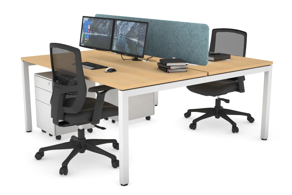Quadro Square Legs 2-Person Office Workstation Desk - 1600L x 800W with Cable Management Scallop - Perfect for Shared Workspaces & Home Offices