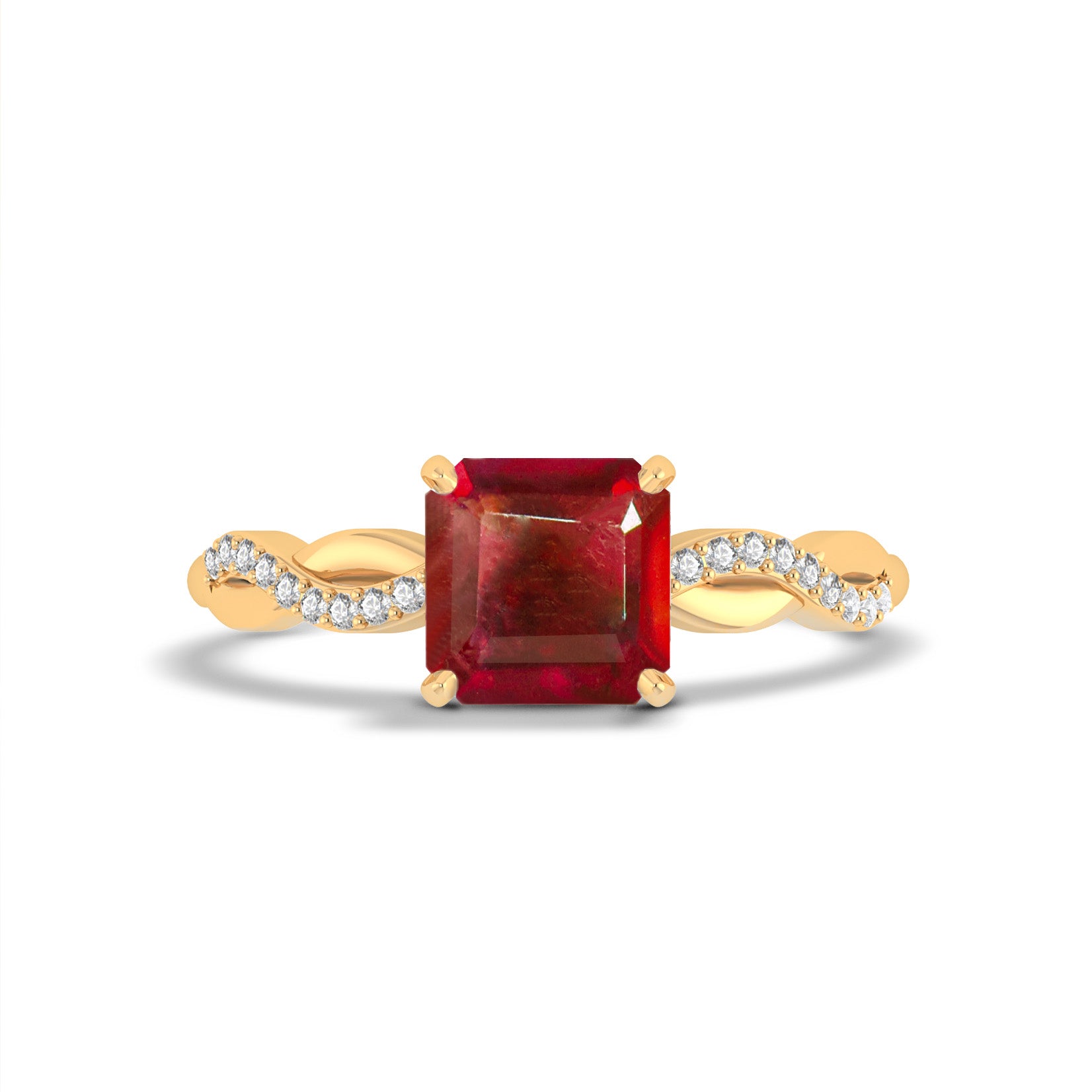 Natural Square Ruby Crossover Ring for Women - Elegant Gemstone Jewelry Gift for Anniversary, Wedding & Special Occasions