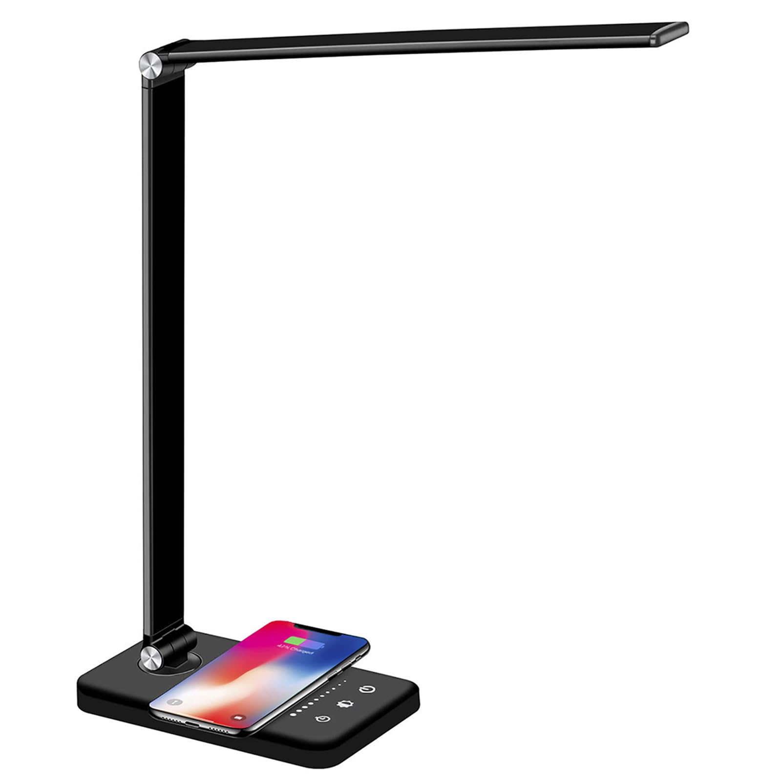 BIENSER LED Desk Lamp with Wireless Charger & USB Port - 10 Brightness Levels, 5 Color Modes, Dimmable Eye-Caring Light - Touch Control & Auto Timer (30/60min) - Perfect for Home Office, Study, Reading, and Nightstand Use