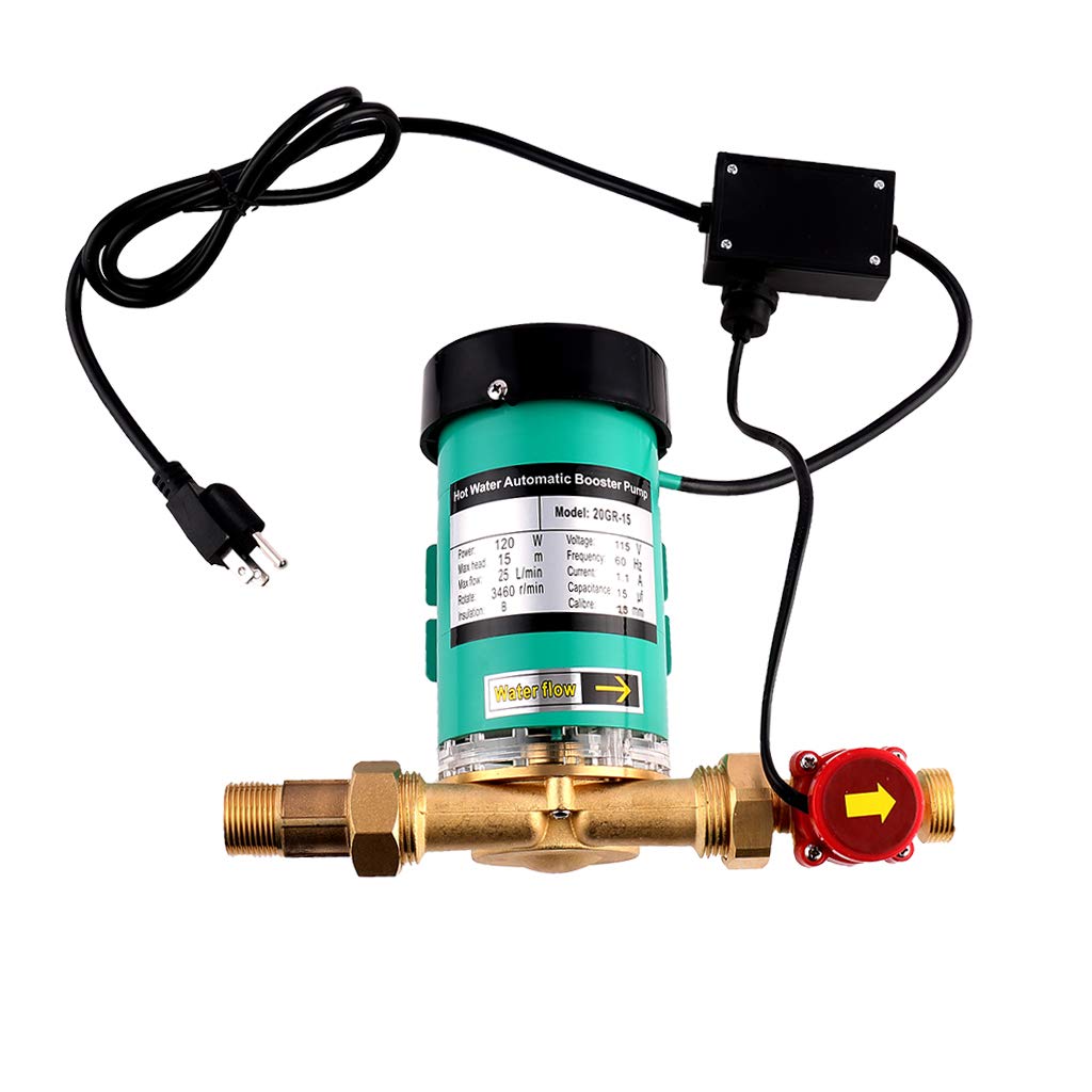 120W Automatic Pressure Booster Pump for Shower - 1 Inch Outlet Water Circulation Pump with Flow Switch | Home Water Pressure Solution for Low Flow Showers & Bathrooms