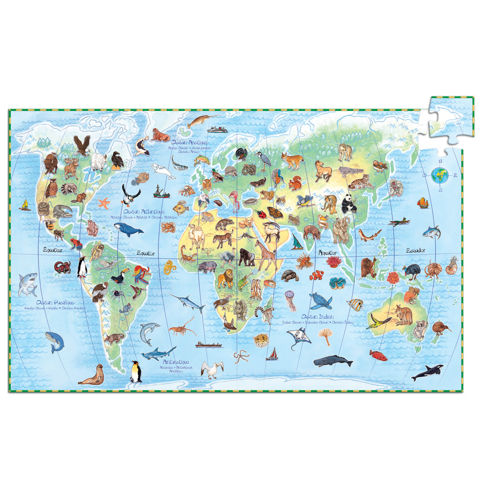 Djeco Observation Worlds Animals Puzzle & Booklet - Educational Animal Puzzle Game for Kids with Activity Book - Perfect for Family Game Night & Preschool Learning Activities
