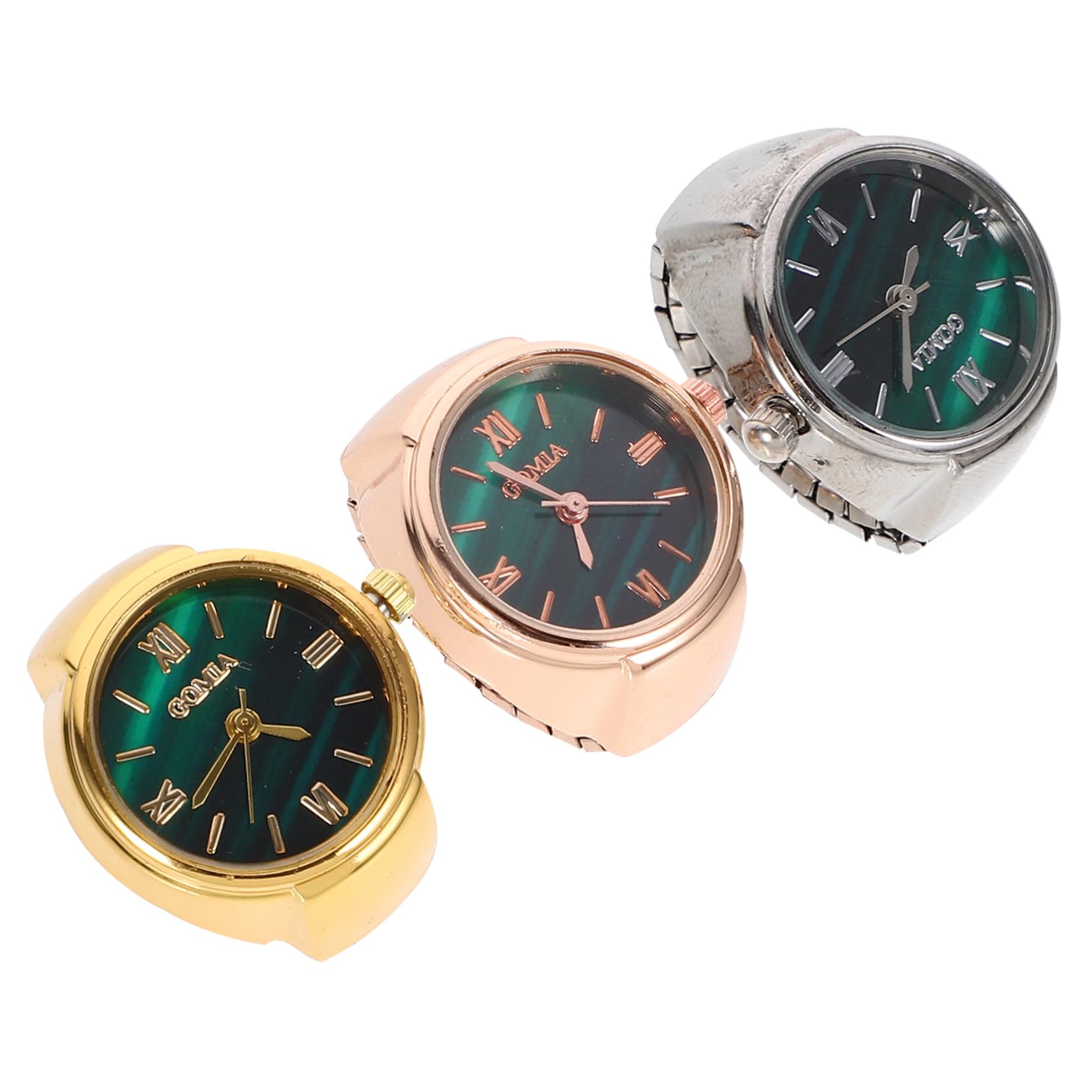 3 Pcs Mini Ring Watch - Stylish Digital Finger Watch for Men & Women - Stainless Steel Fashion Rings with Glass Display - Perfect for Graduation Gifts, Casual Wear & Unique Accessories