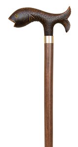 Premium Brown Fish Handle Cane - Ergonomic Hardwood Walking Stick for Seniors & Mobility Support - Ideal for Hiking, Travel & Everyday Use
