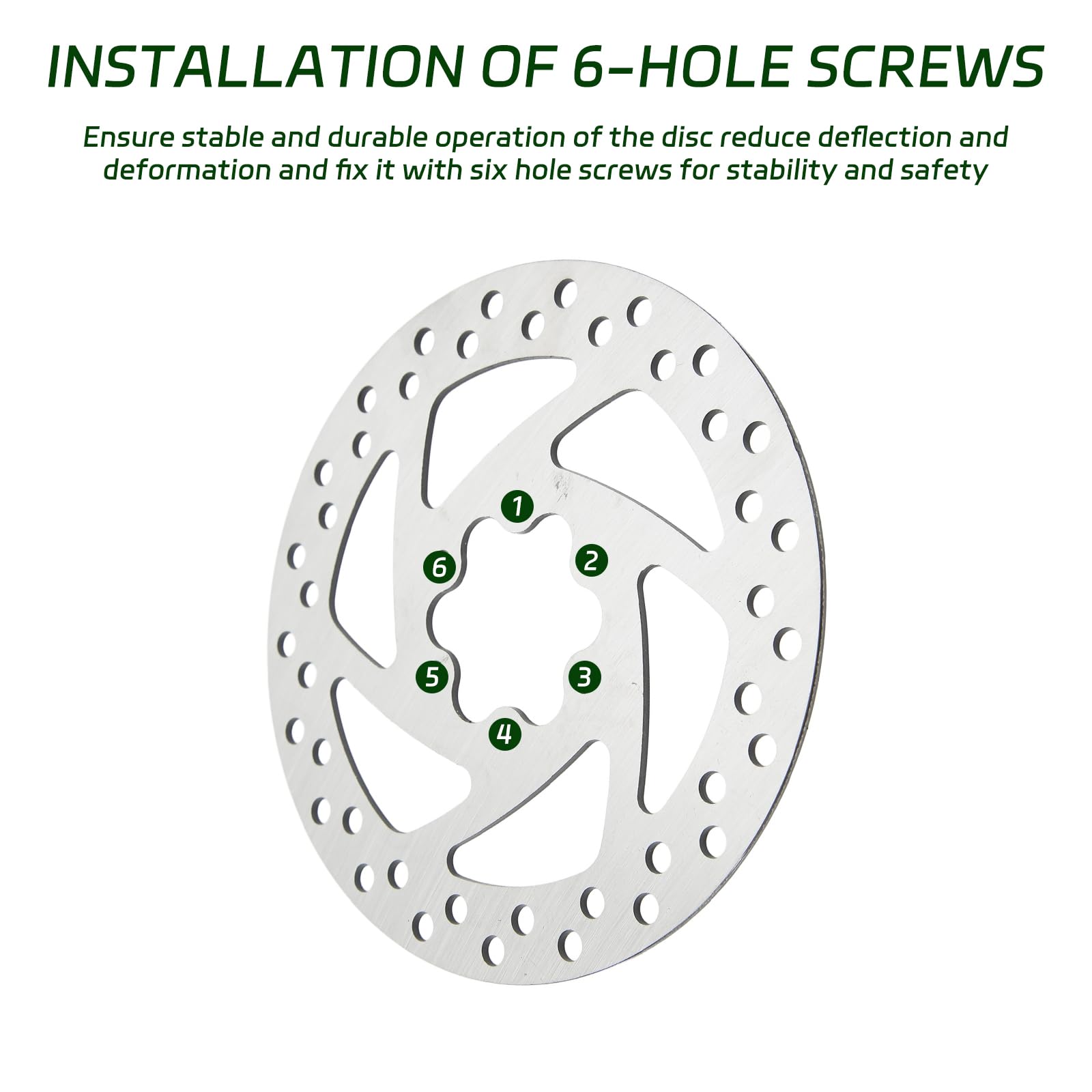 140mm Stainless Steel 6 Hole Electric Scooter Brake Disc with 6 Screws - High Performance Replacement Brake Rotor for Electric Scooter Upgrades & Modifications - Perfect for Commuting, Off-Roading, and Urban Riding