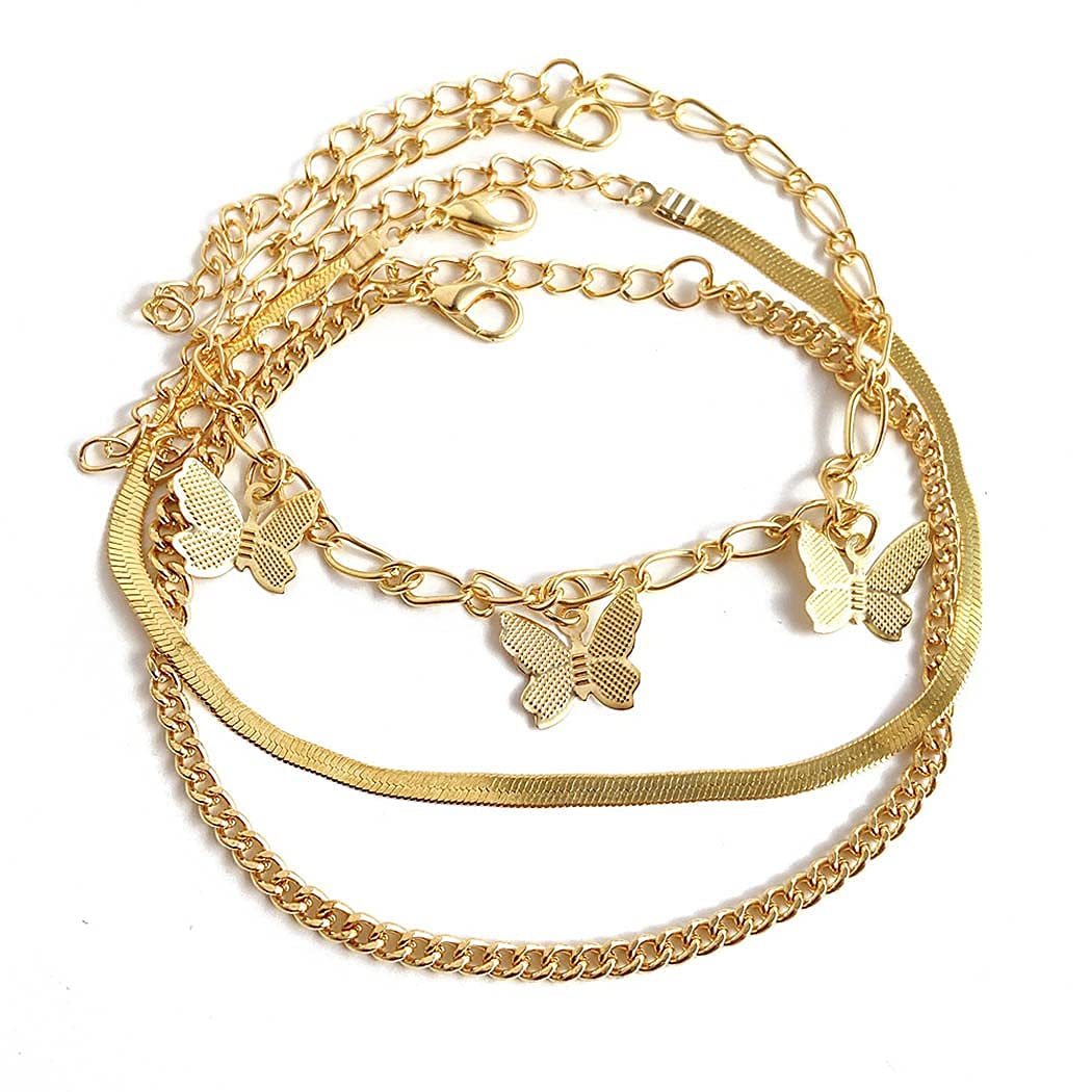 Boho Gold Layered Ankle Bracelet with Heart Charm - Adjustable Anklet Jewelry for Women & Girls - Perfect for Beach, Summer & Festival Outfits
