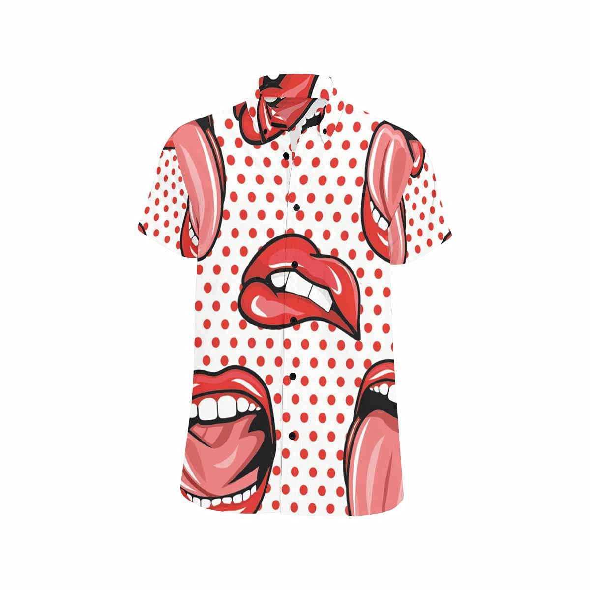 Stylish Red Lips Polka Dot Hawaiian Shirt for Men - Breathable Summer Casual Button Down Beach Shirt | Perfect for Vacation, Luau Party & Tropical Getaways