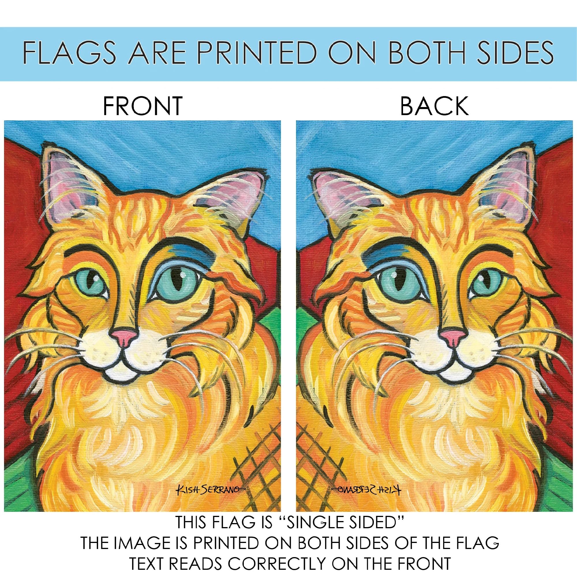 Toland Home Garden 119622 Pawcasso - 12x18 Inch Double Sided Longhaired Orange Cat Garden Flag for Outdoor Yard Decoration | House Flag, Porch Decor, Seasonal Display