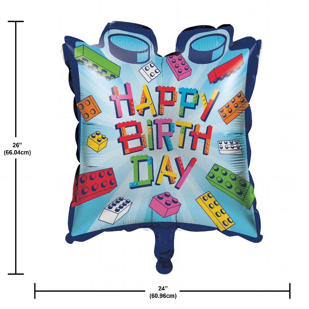 10-Piece Bulk Block Bash Happy Birthday Toy Blocks & Balloons Set - Perfect for Kids' Birthday Parties, Decorations, and Party Favors