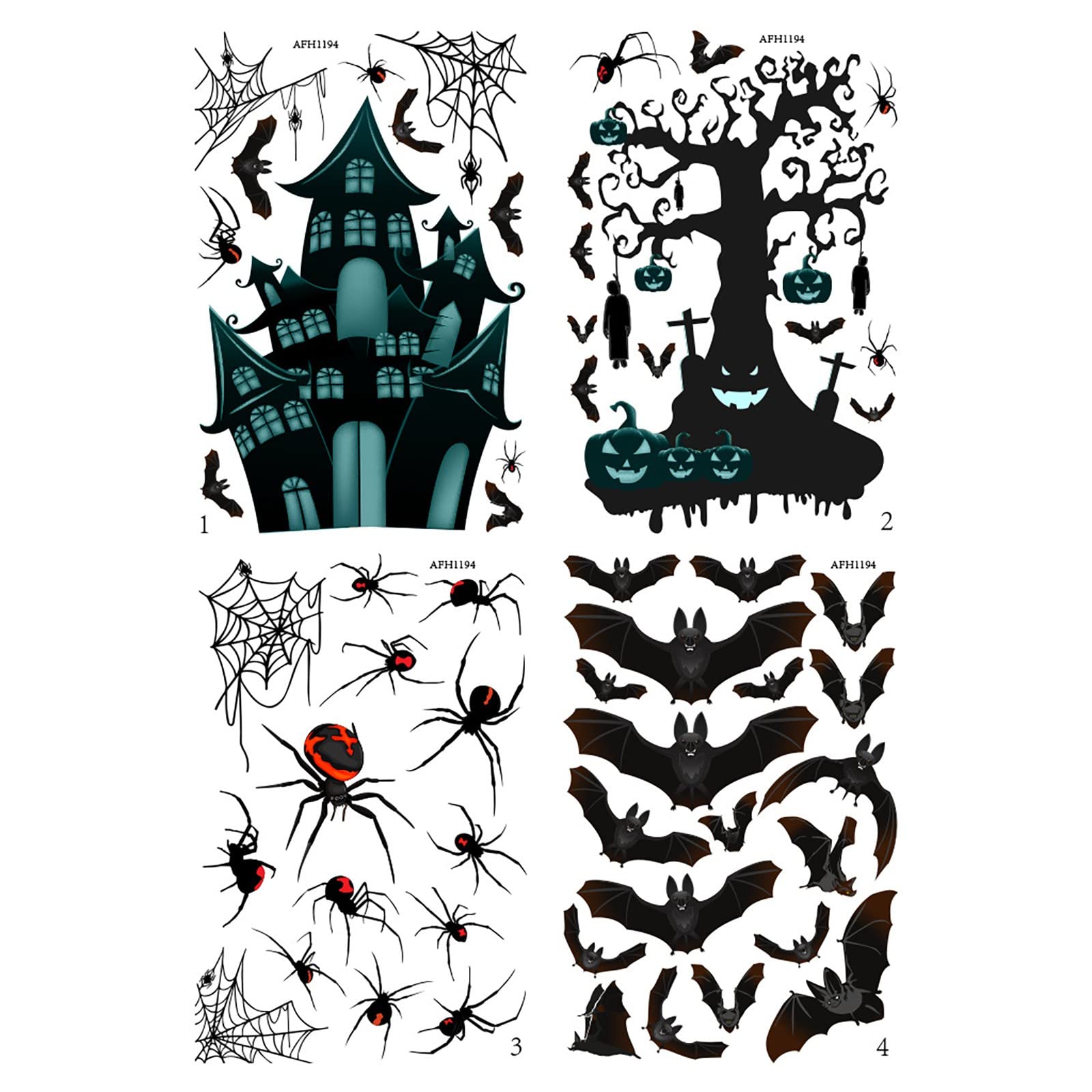 Halloween Haunted House Decor - Bat & Spider Wall Stickers, Frosted Spray-Painted PVC Ghost Tree Decals for Home & Gym | Spooky Party Decorations & Workout Motivation