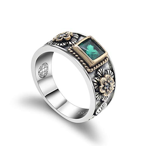 Exquisite Solid Silver Cubic Zircon Ring - Unique Antique Vintage Floral Band, Turkish Style Fashion Jewelry for Women | Perfect for Daily Wear, Wedding, Anniversary & Special Occasions