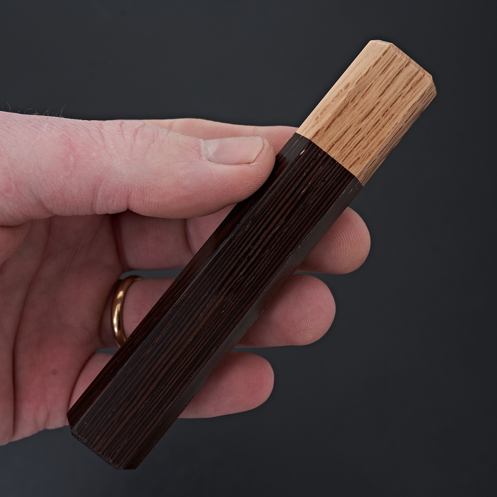 Hitohira WB Two Tone Wenge & Oak Handle 115mm - Premium Japanese Knife Handle for Chefs & Home Cooks - Perfect for Sushi, Sashimi & Precision Cutting