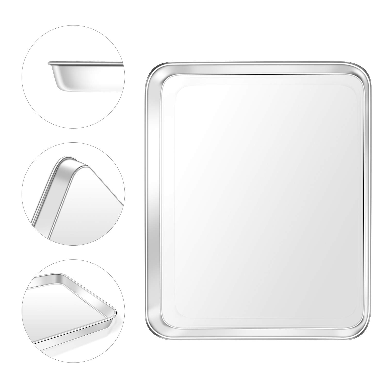 Premium Yododo Stainless Steel Baking Sheet - 12.4 Inch Non-Toxic Cookie Pan with Mirror Finish | Rust-Free, Dishwasher Safe | Perfect for Toaster Ovens, Cookies, Roasting & Meal Prep