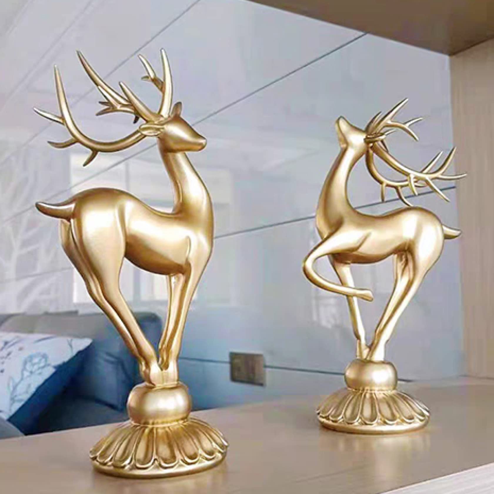 KKONION Resin Deer Statue - Nordic Style Home Decor Animal Figurine for Interior, Tabletop, Office & Living Room - Perfect for Farmhouse, Rustic & Modern Decor Styles