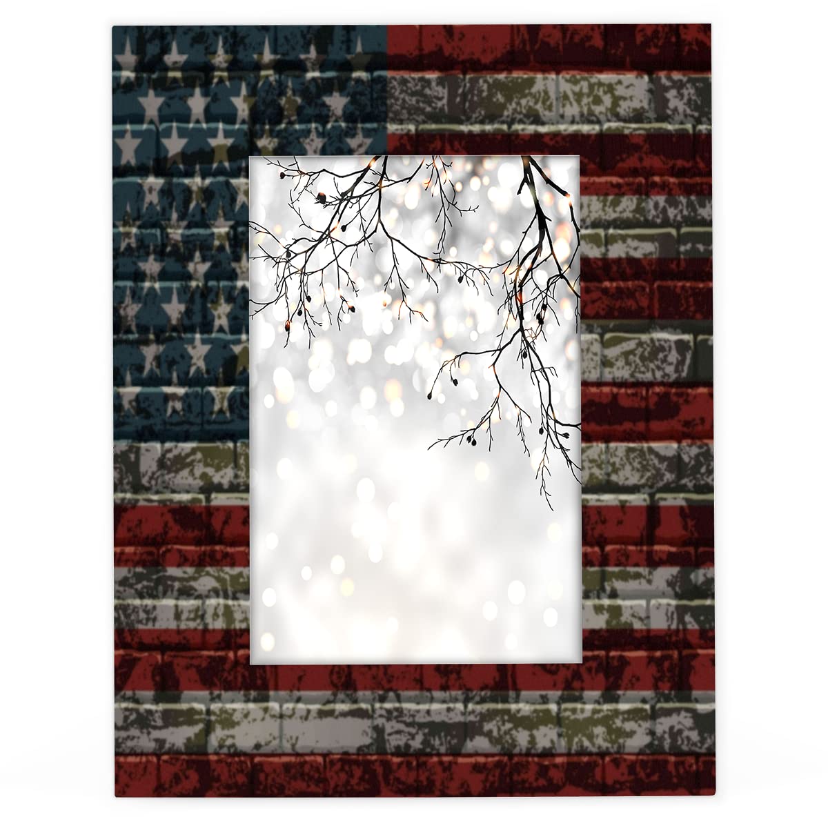 AUUXVA 5x7 Picture Frames - Vintage USA Flag Photo Display for Wall & Tabletop Decor