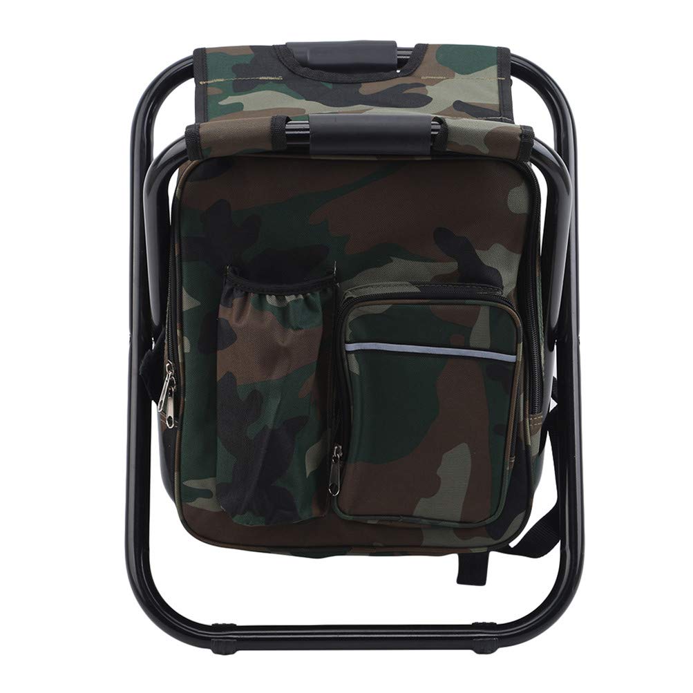 Flybloom Portable Folding Chair with Cooler - Lightweight Fishing Stool & Picnic Backpack for Camping, Hiking, Beach - Insulated Seat Bag (Camouflage) | Perfect for Outdoor Adventures, Tailgating & Family Gatherings