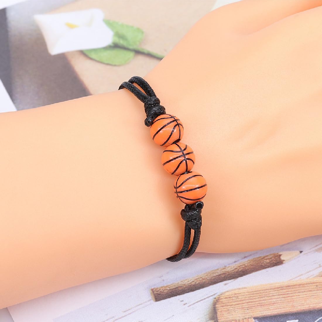 Adjustable Braided Basketball Bracelets - 15pcs for Kids, Teens & Adults - Team Sports & Party Gifts