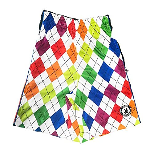 Flow Society Boys' Pink Argyle Lacrosse Shorts | Youth Athletic LAX Shorts for Boys | Breathable & Comfortable Kids Sports Shorts | Perfect for Games, Practice & Training