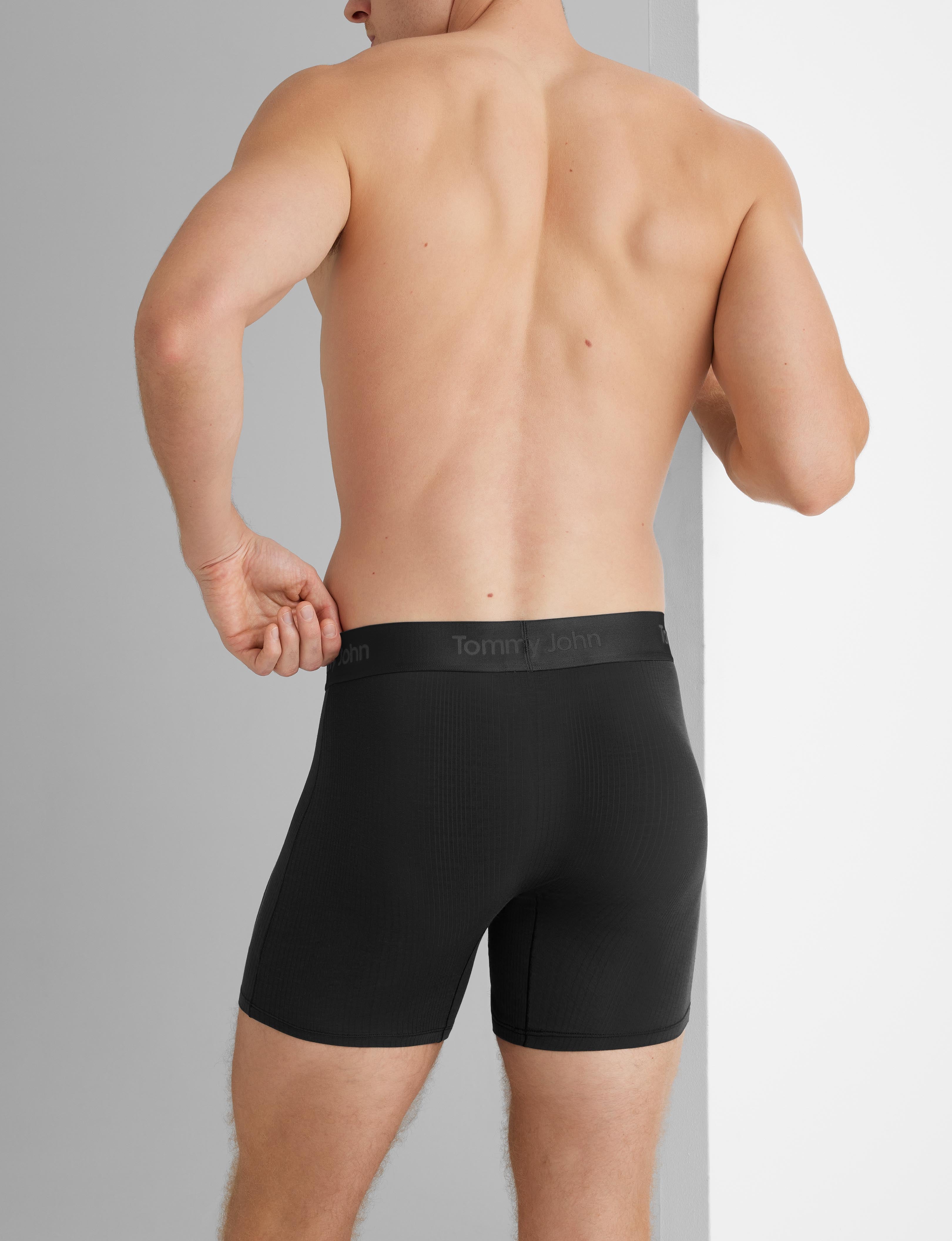 Premium Second Skin Luxe Rib Mid-Length Boxer Briefs (3-Pack) - Ultra Soft Breathable Underwear for Men, Perfect for Everyday Wear, Workouts & Lounge