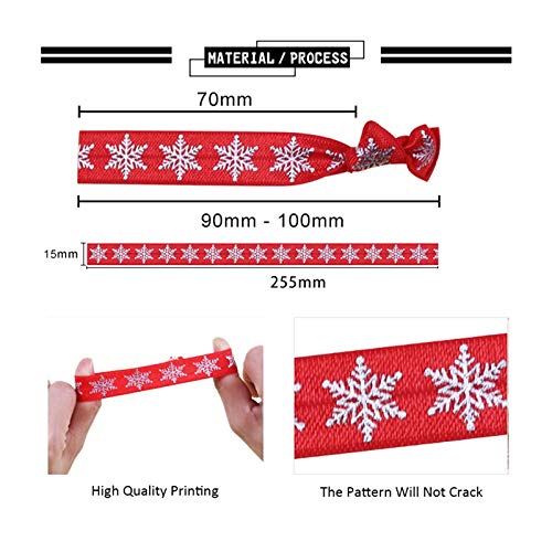 Christmas Hair Ties - 50pcs Hand Knotted Ribbon Elastic Hair Bands for Women & Girls | No Crease Ponytail Holders with Wrist Straps | Perfect for Christmas Party Favors, Gifts & Holiday Hair Accessories (Style 3)
