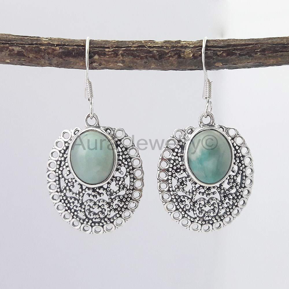 925 Sterling Silver Larimar Drop Earrings for Women - Elegant Dangle Jewelry for Bridesmaids & Mother's Day Gifts