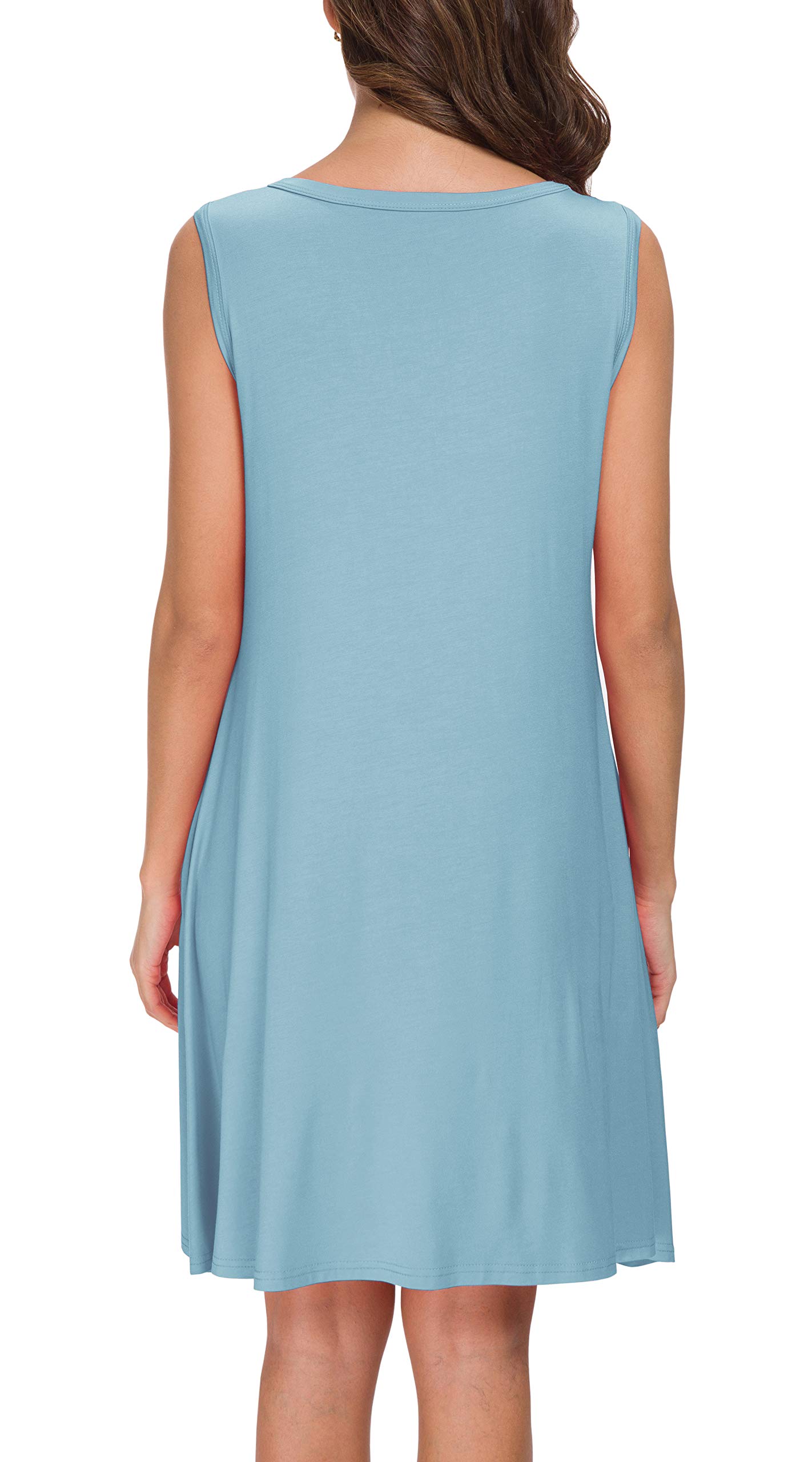 Afibi Women's Summer Sleeveless Casual T-Shirt Dress - Loose Fit Beach Cover Up Tank Dress for Vacation, Poolside & Outdoor Activities