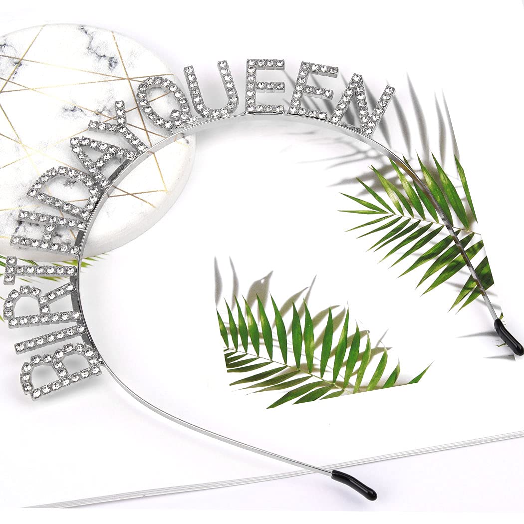 Silver Rhinestone Birthday Crown for Women & Girls - Elegant Princess Tiara Headband for Birthday Queen, Party, Wedding & Special Occasions