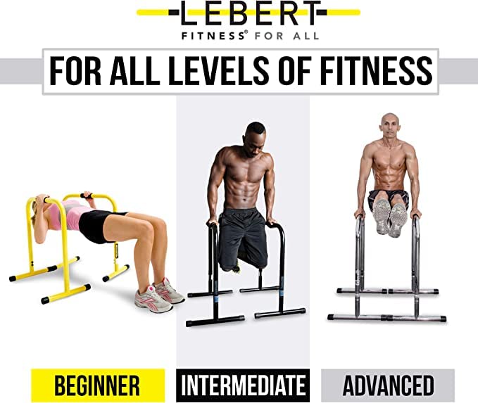 Lebert Fitness Dip Bar Stand - Original Equalizer Total Body Strengthener for Home Gym, Pull Up Bar & Dipping Station with Hip Resistance Band & Workout Guide - Perfect for Strength Training, Calisthenics & Full Body Workouts at Home