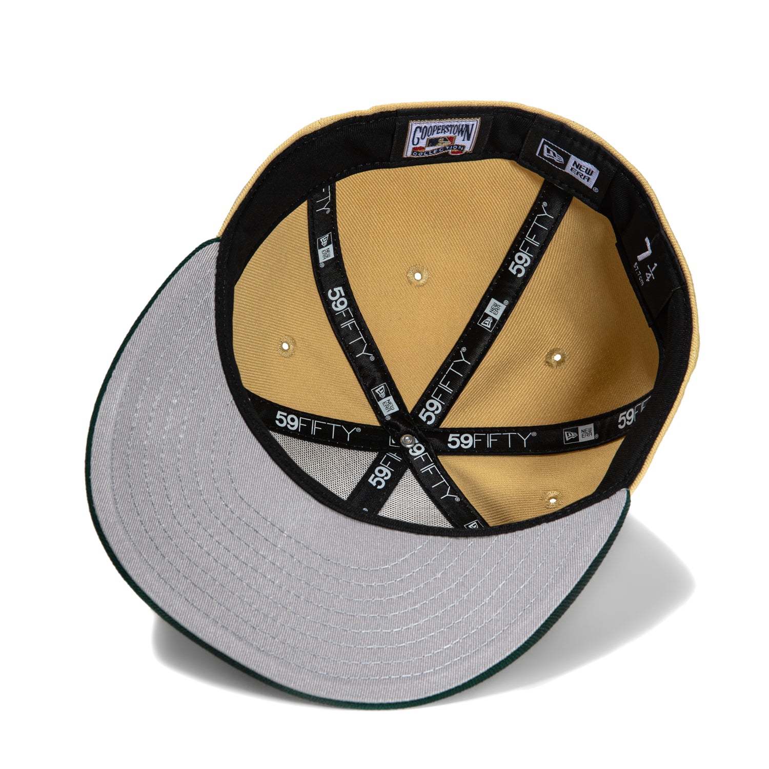 New Era 59Fifty Oakland Athletics Battle of the Bay Patch Snapback Hat - Tan, Green & Metallic Gold - Official MLB Baseball Cap for Fans & Streetwear Fashion