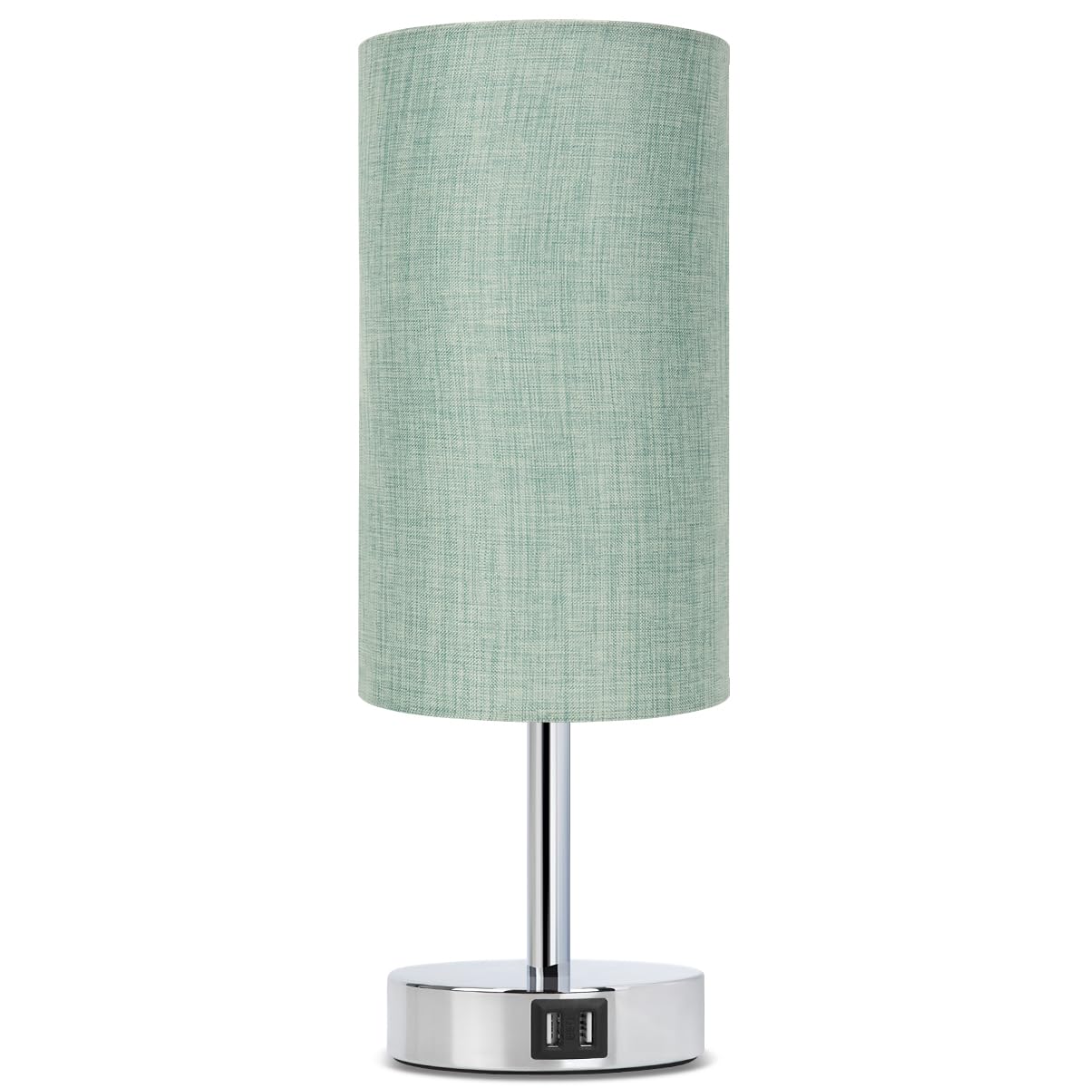 Yarra-Decor Modern Bedside Lamp with USB Charging Port - 3-Way Dimmable Touch Control Nightstand Lamp with Round Denim Fabric Shade, LED Bulb Included for Bedroom, Living Room, Dorm & Home Office - Perfect for Reading, Working & Creating Cozy Ambiance