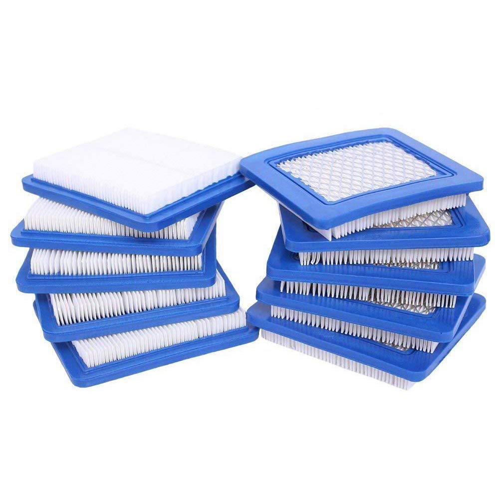 10 Pack 491588S Air Filter - Compatible with Briggs & Stratton 491588 & 4915885 Flat OEM Air Cleaner Cartridge - Replacement Lawn Mower Air Filters for Outdoor Power Equipment & Garden Tools Maintenance