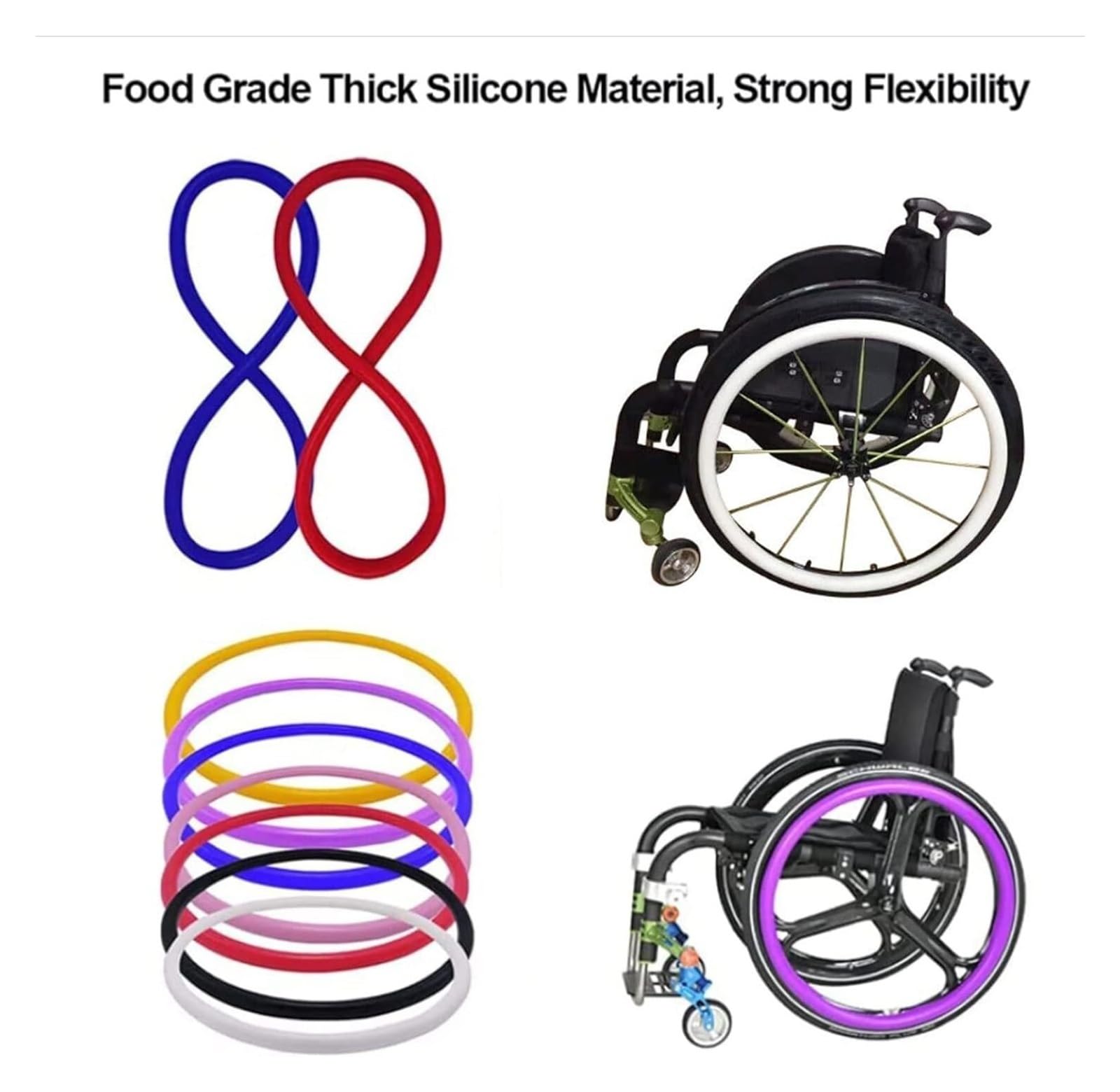 Wheelchair Handrim Covers 24 Inches - Non-Slip Push Ring Protective Covers for Rear Wheels (B-24 INCHES) - Improve Grip & Comfort for Daily Mobility & Outdoor Activities