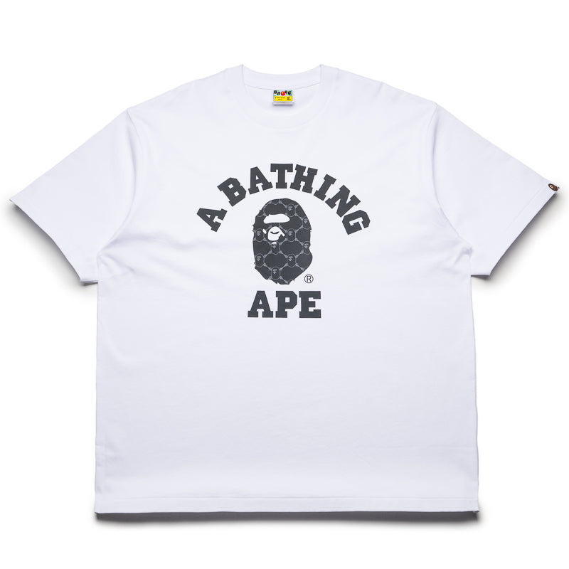 BAPE College Monogram Graphic T-Shirt for Men - White Cotton Streetwear Tee - Perfect for Casual Wear, Street Style & Urban Fashion