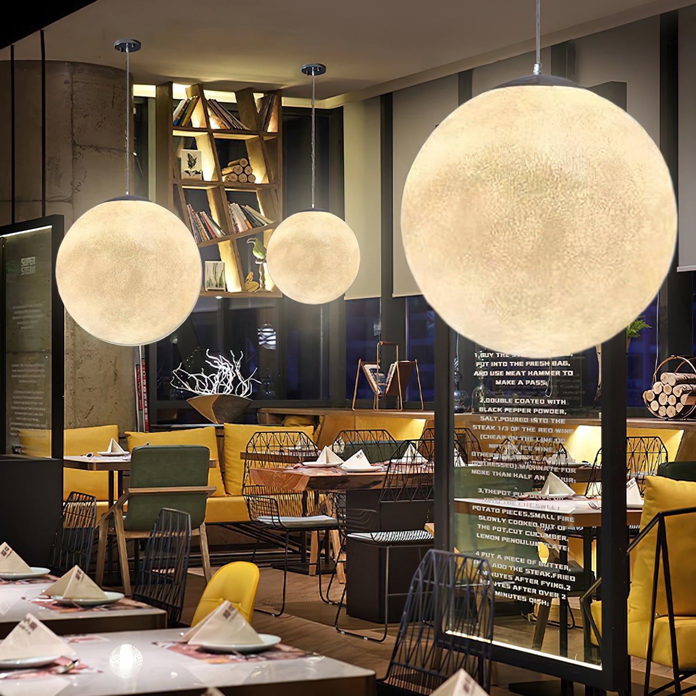 Moon Pendant Lamp - Modern LED Hanging Light Fixture for Bedroom, Living Room, Dining Room & Kitchen | Dimmable Ceiling Light with Remote Control | Perfect for Home Decor and Ambient Lighting