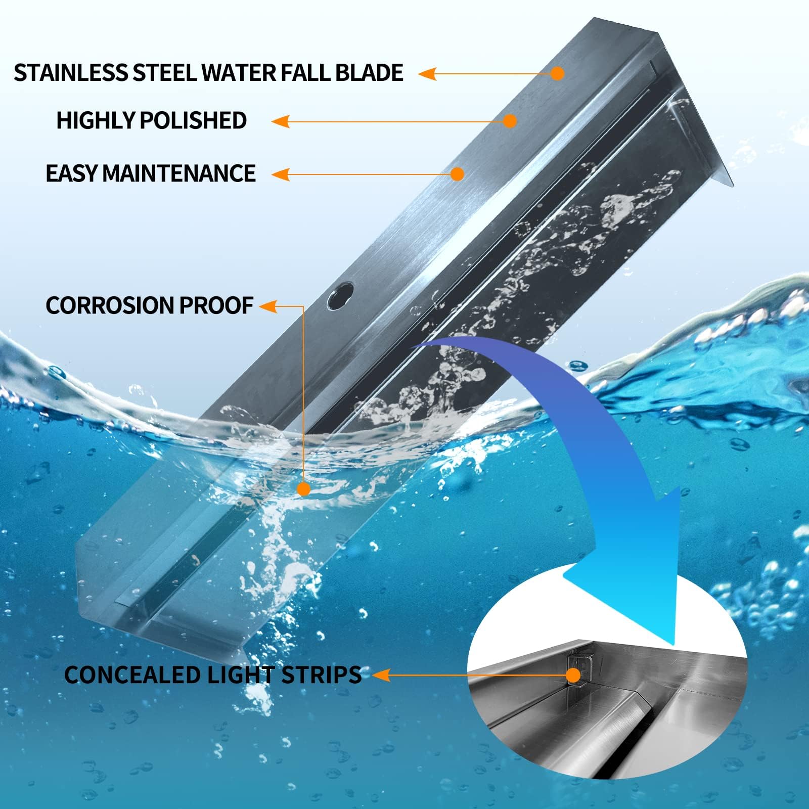304 Stainless Steel Waterfall Spillway Fountain - 35.5